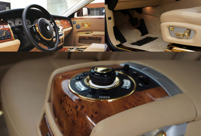 nội thất Rolls-Royce Ghost mạ vàng 